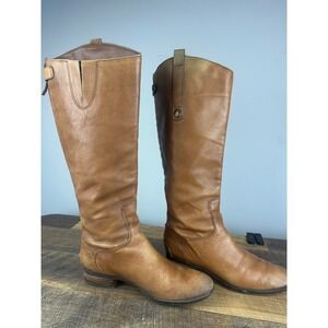 SAM EDELMAN PENNY Whiskey Brown Leather Riding Equestrian Boots size 8